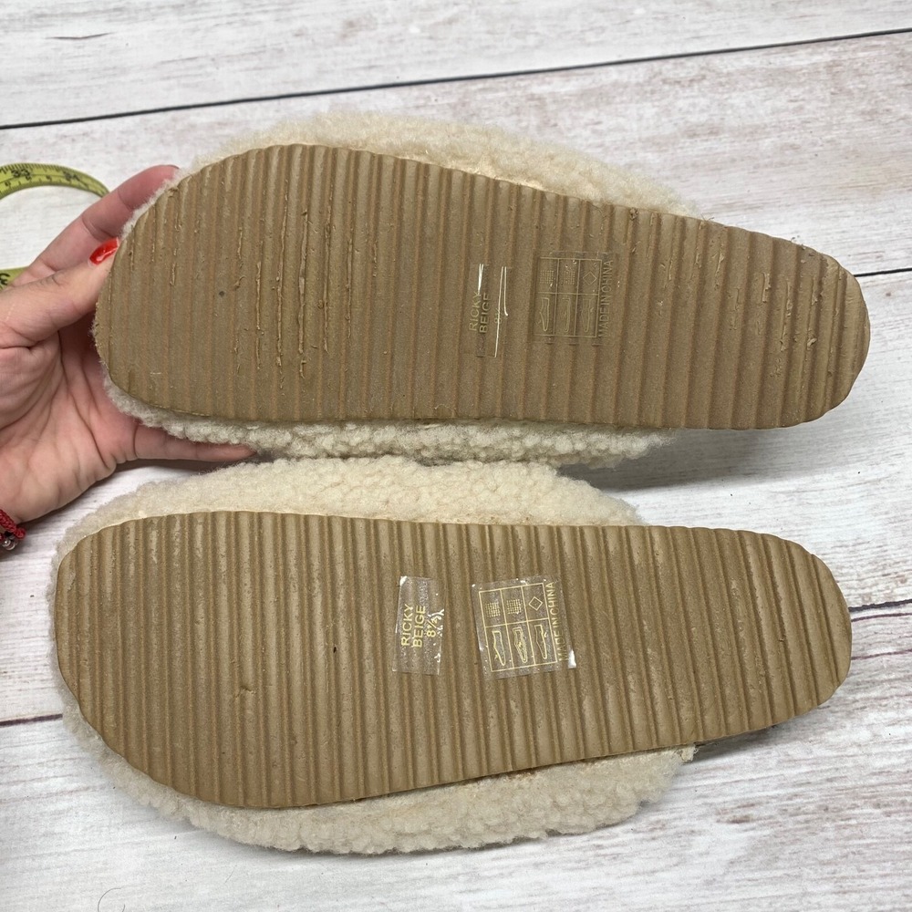 Vintage Havana Shoes Women's 8.5 Ricky Cream Sherpa Buckle Strap Clog Slipper - Picture 4 of 12
